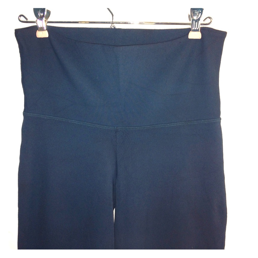 Dark green fold over/high waist yoga wide leg pant